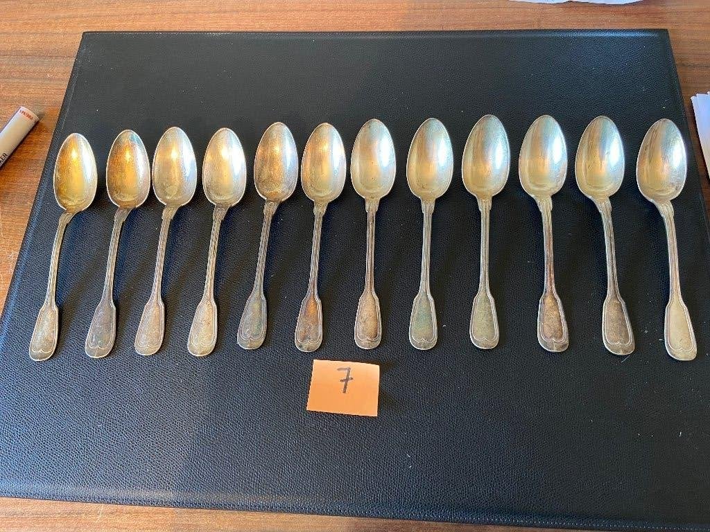 Verzilverd 12 lepels, Antiek en Kunst, Ophalen, Zilver