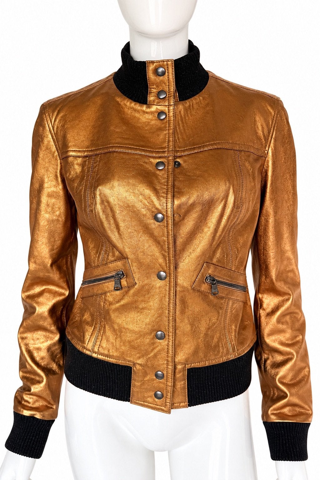 DOLCE & GABBANA METALLIC LEREN JAS, NEW €850,-💛💛💛, Kleding | Dames, Maat 38/40 (M), Ophalen of Verzenden, Zo goed als nieuw