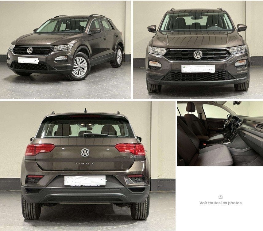 Vends Volkswagen T-Roc 1.0 TSI - Brun métallisé, Auto's, Voorwielaandrijving, 118 g/km, Bruin, Leder