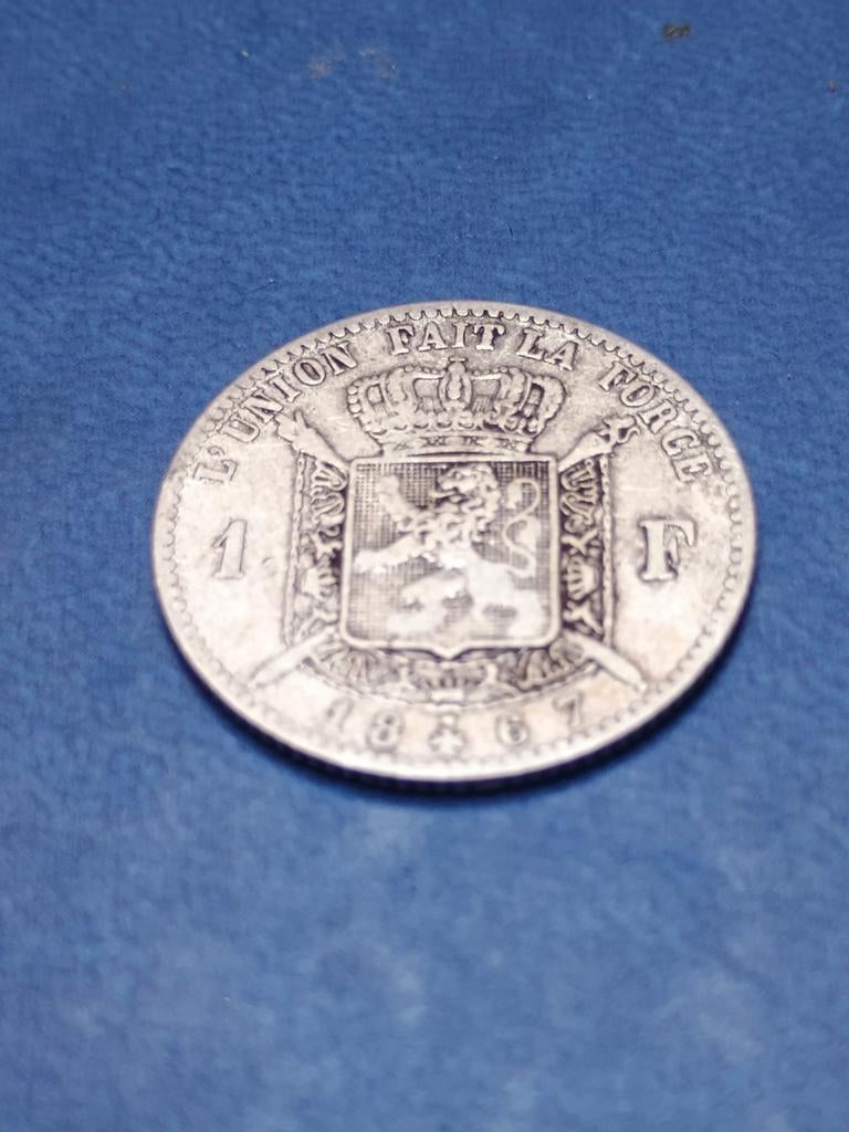 Zilveren 1 franc 1867 Leopold, Postzegels en Munten, Ophalen of Verzenden, Zilver, Zilver