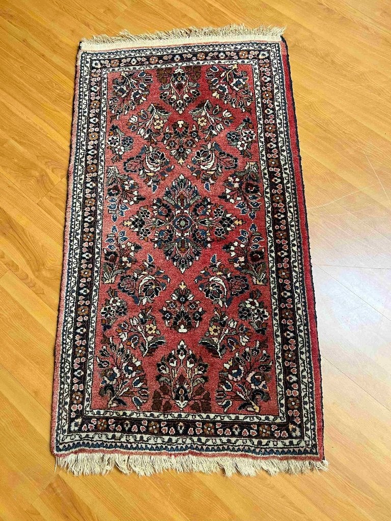 Tapis persan noué à la main 128/70 cm, Enlèvement ou Envoi, Utilisé, Multicolore, Oriental