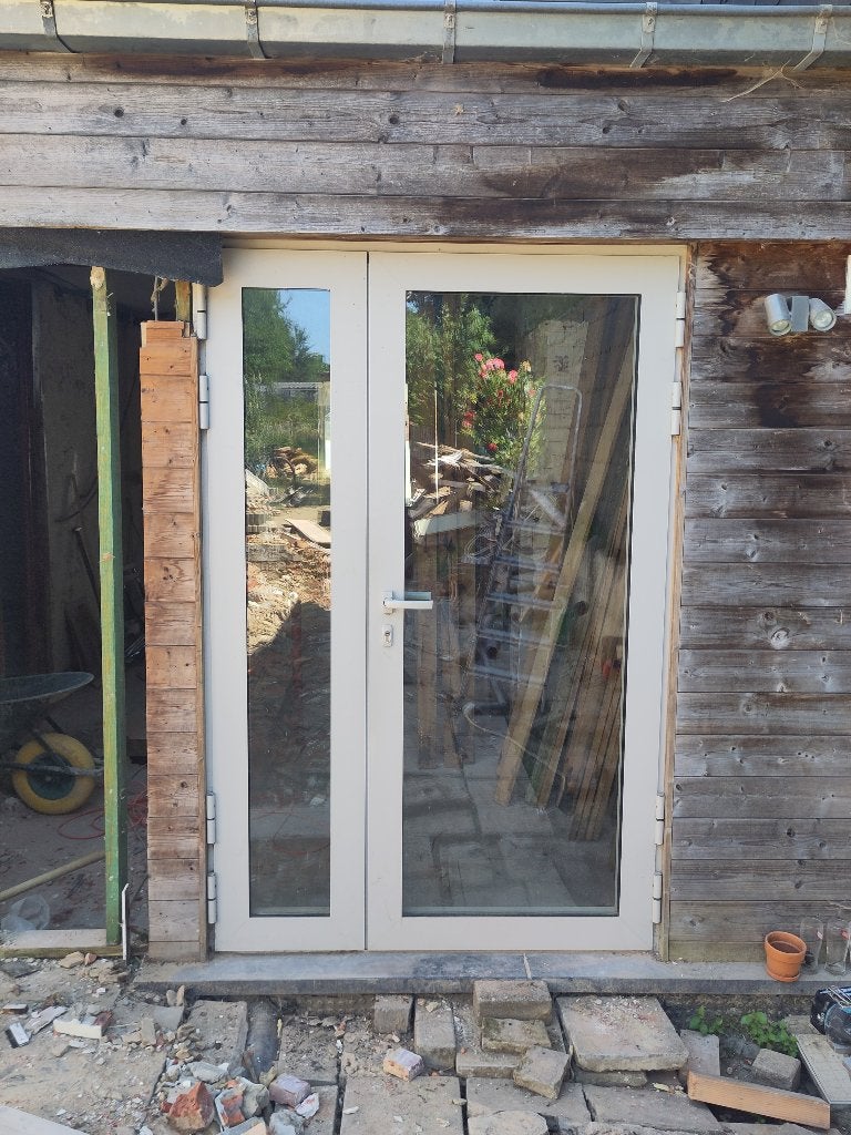 Aluminium buitendeur, Bricolage & Construction, Fenêtres & Moustiquaires, Comme neuf, Porte extérieure, 200 à 215 cm, 120 cm ou plus