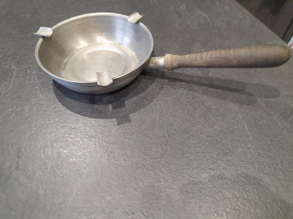 Asbak van puur tin met houten handvat, Antiek en Kunst, Verzenden