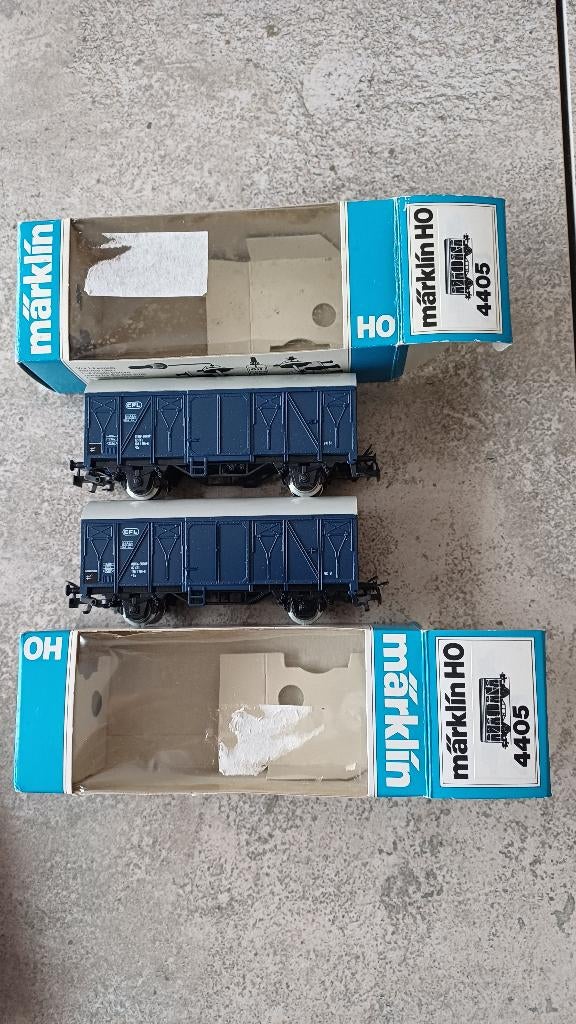 (3U)  Marklin 2 goederen wagons 4405 Luxemburgse spoorwegen, Wisselstroom, Wagon, Ophalen of Verzenden, Zo goed als nieuw