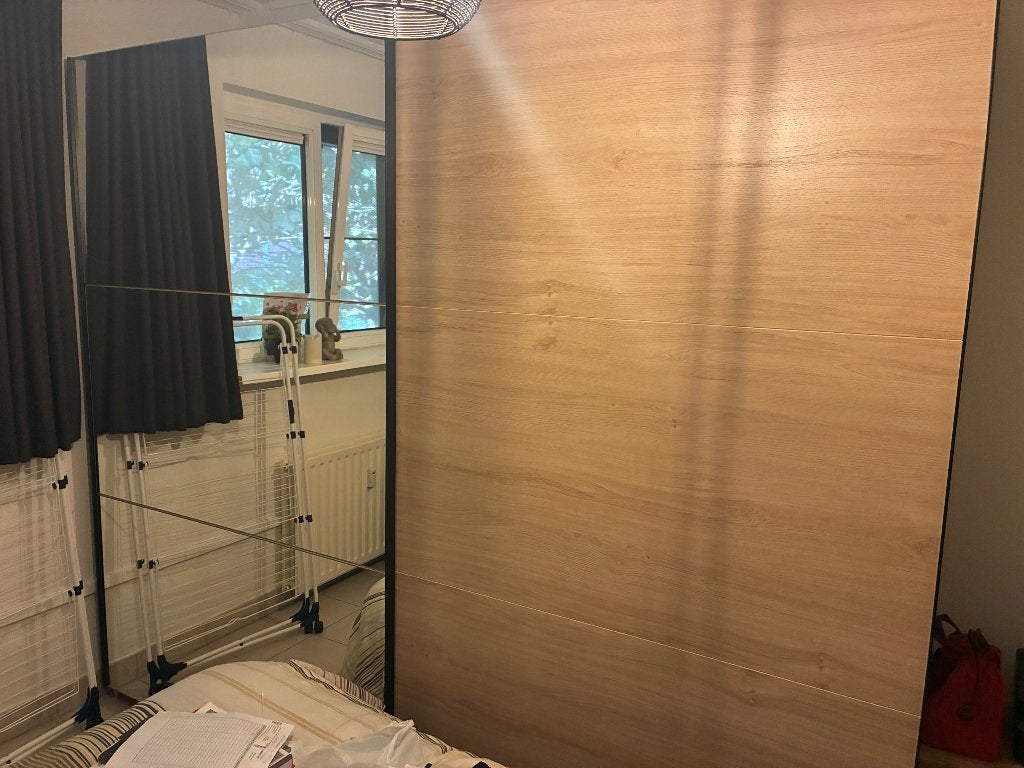 Kleerkast met 2 schuifdeuren waarvan 1 met spiegel, Ophalen, 200 cm of meer, 75 cm of meer, Zo goed als nieuw