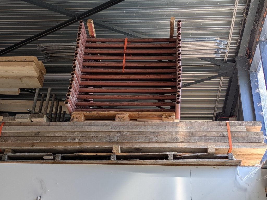 steiger 120 cm 50 m² met balken, Bricolage & Construction, Échafaudages, Comme neuf, Échafaudage de façade, 5 mètres de hauteur ou plus