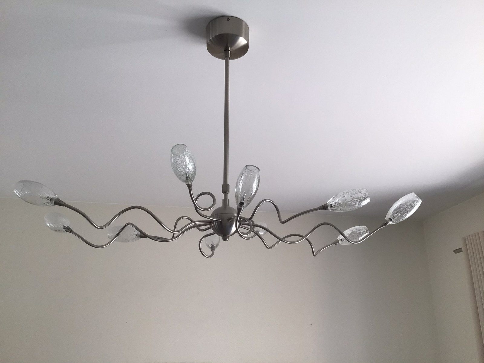 Sierlijke geborstelde inox luster, Ophalen, Zo goed als nieuw