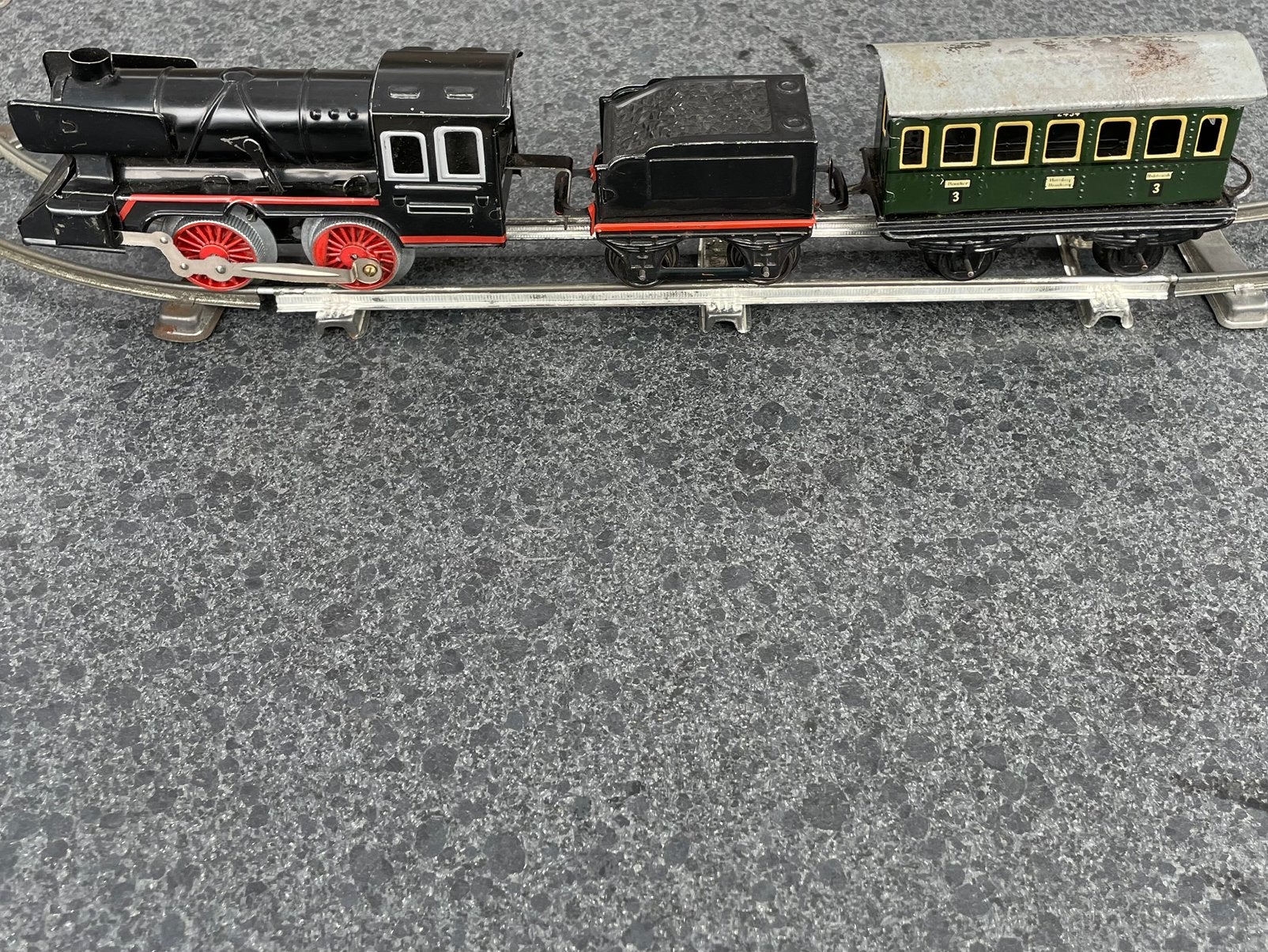 Blikken trein +(sleutelke)+tender+wagon, Ophalen, Zo goed als nieuw, Wagon