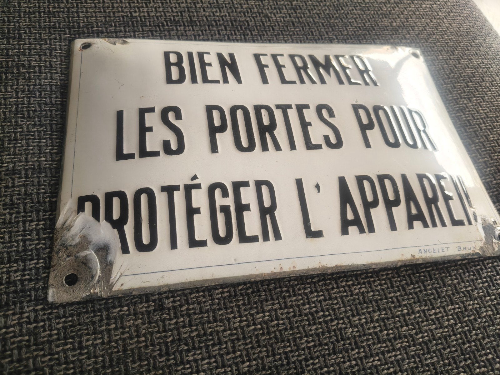 oude emaille plaat uit de fabriek, Ophalen of Verzenden