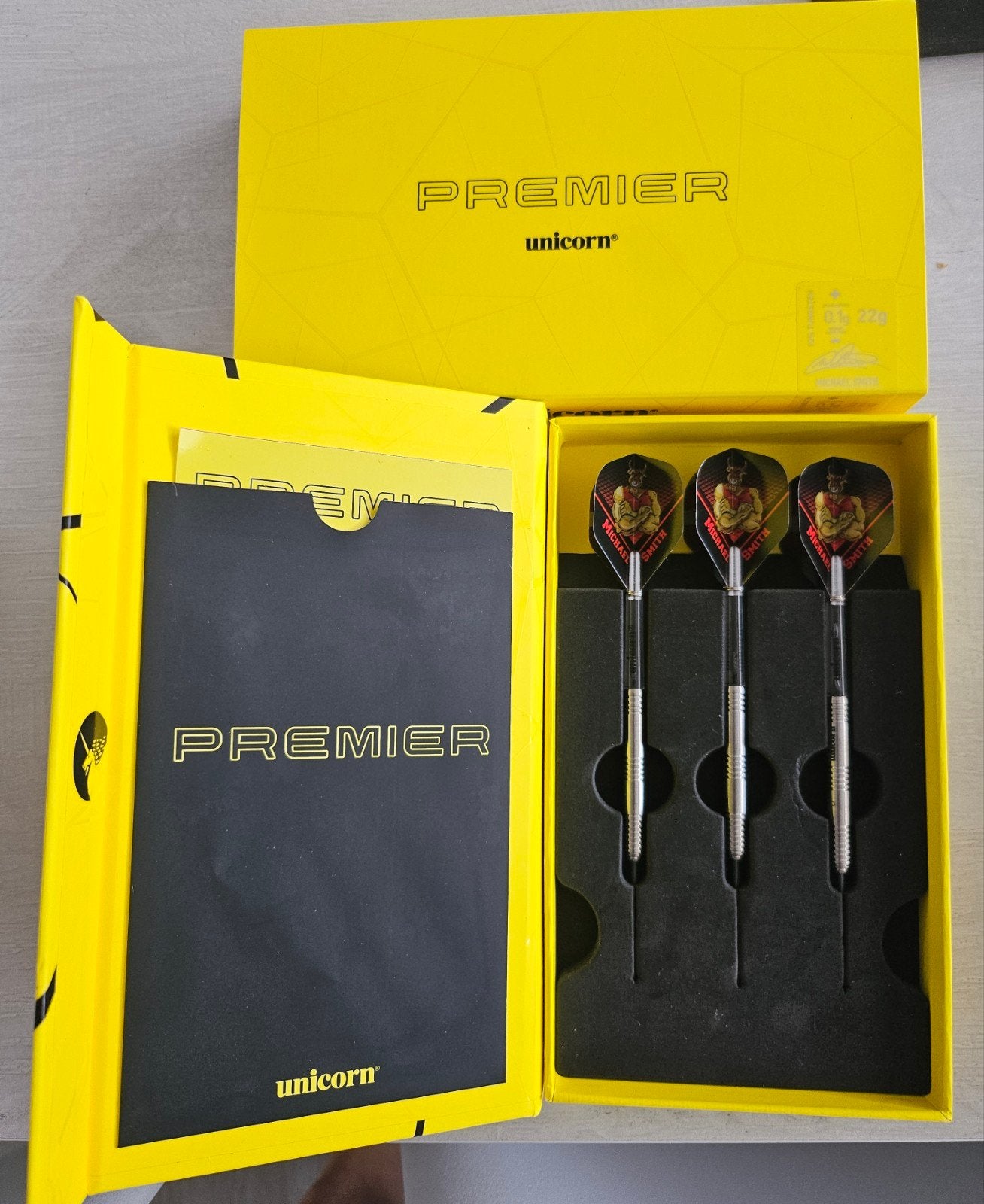Micheal smith premier 23gram, Sport en Fitness, Darts, Ophalen