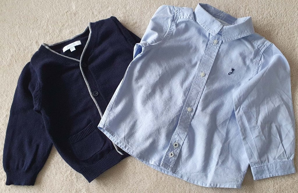 Ensemble chemise bleue + gilet - T18mois - Jacadi - NEUF, Kinderen en Baby's, Ophalen, Jacadi, Nieuw, Setje