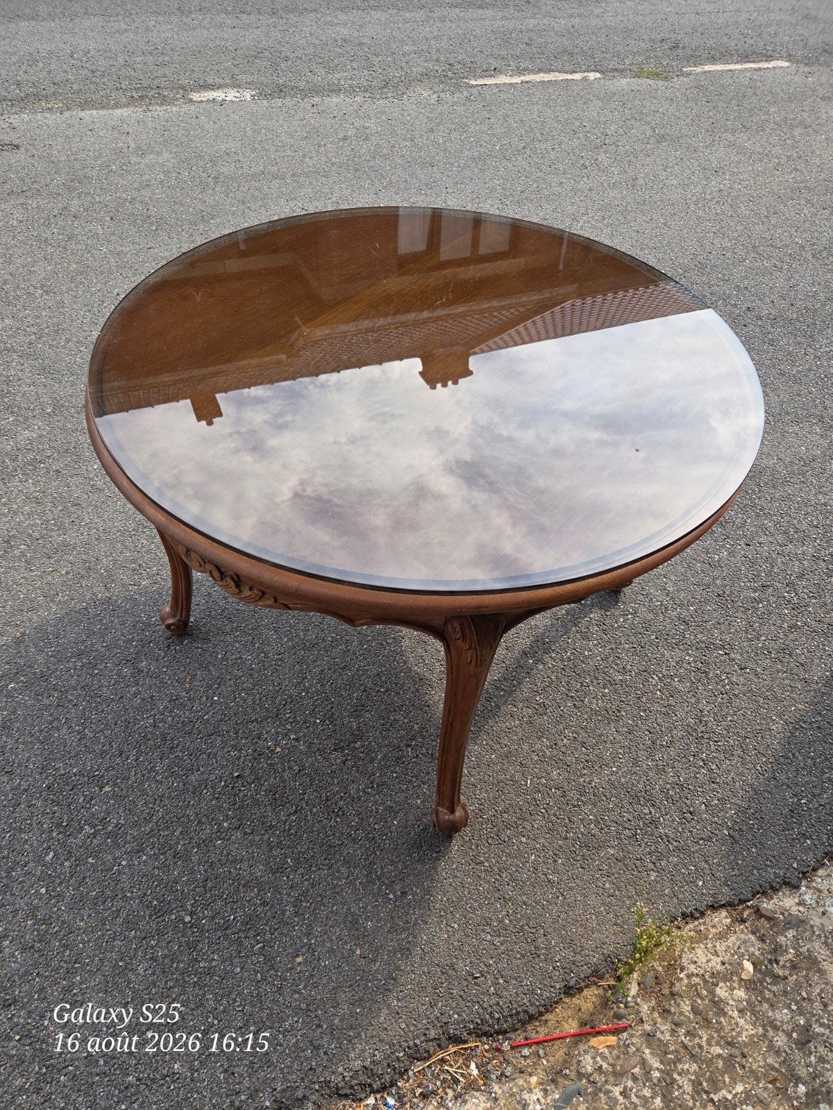 table de salon avec verre de 5 mm d'épaisseur, Neuf, 50 – 75, Rond, Enlèvement