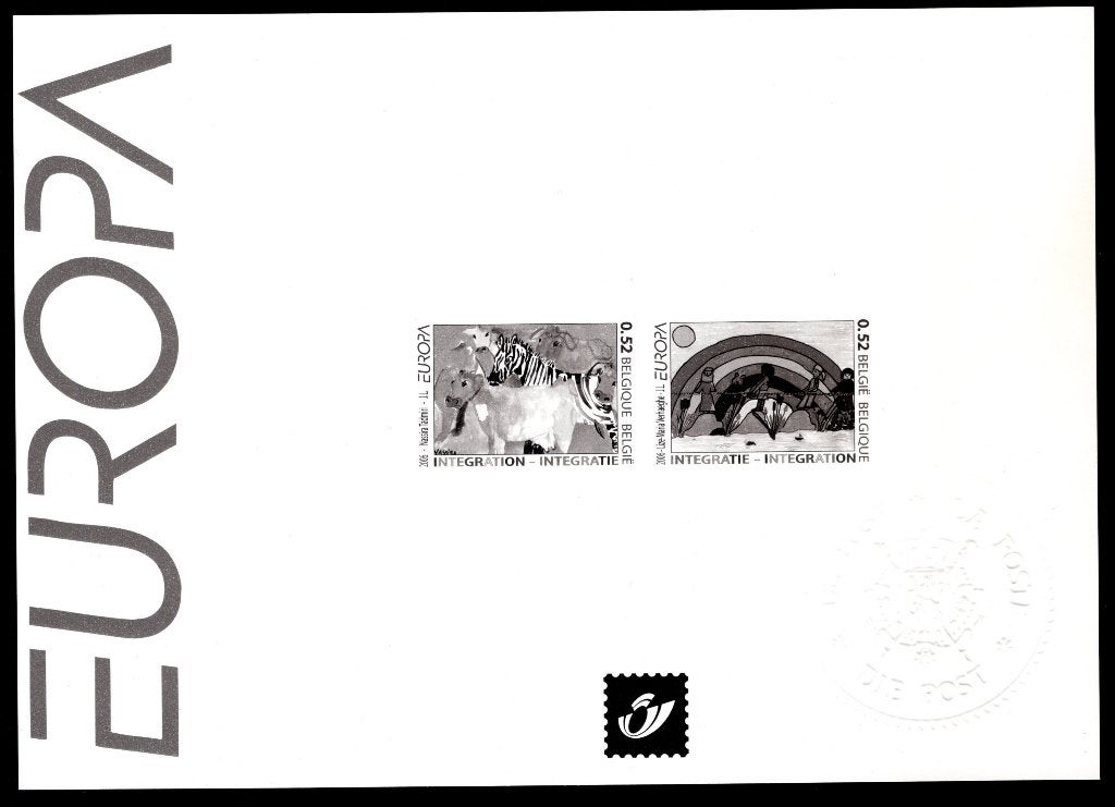 Zwart wit velletje 2006 - Europa Kinderen en migratie, Postzegels en Munten, Verzenden, Europa, Postfris, Postfris