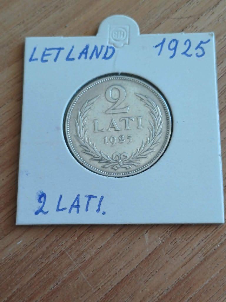 2 Lati Letland 1925 in karton houder 835 Zilver, Ophalen, Zilver