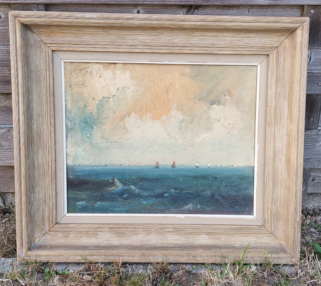 Schilderij 'Zuiderzee Holland' Geo Rombaut olieverf o/paneel, Antiquités & Art, Enlèvement ou Envoi, Peinture à l'huile, Panneau