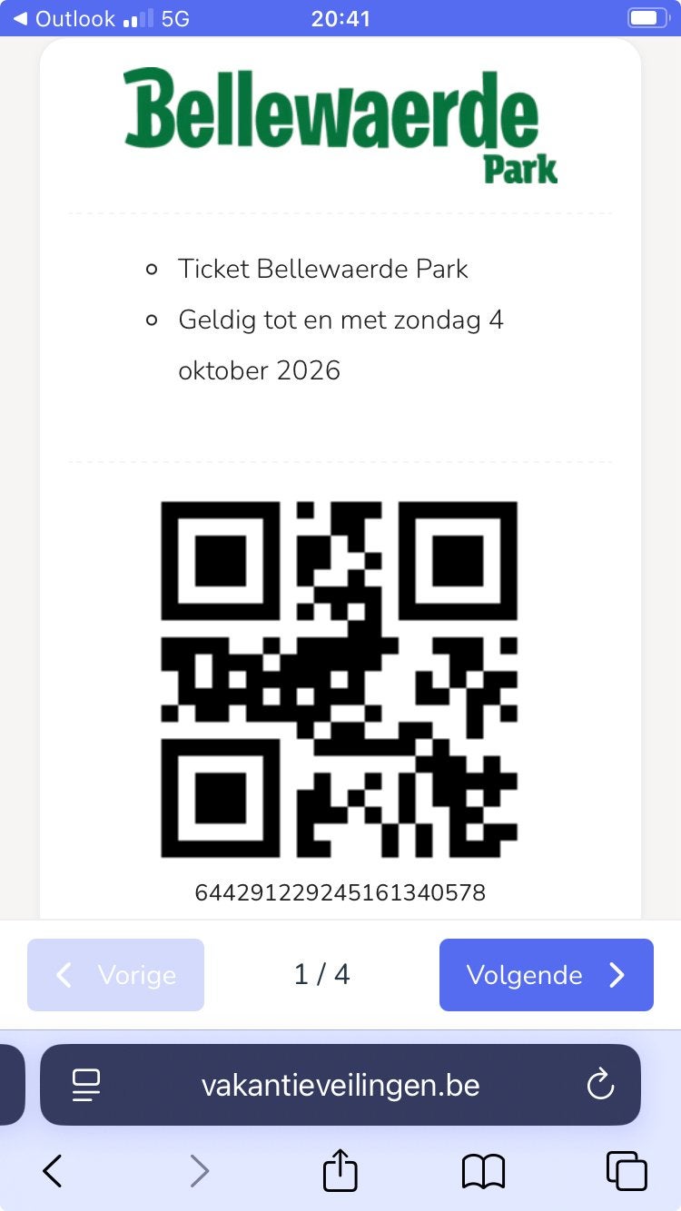 4 tickets voor bellewaerde te gebruiken voor 4/10, Tickets & Billets, Trois personnes ou plus, Ticket ou Carte d'accès