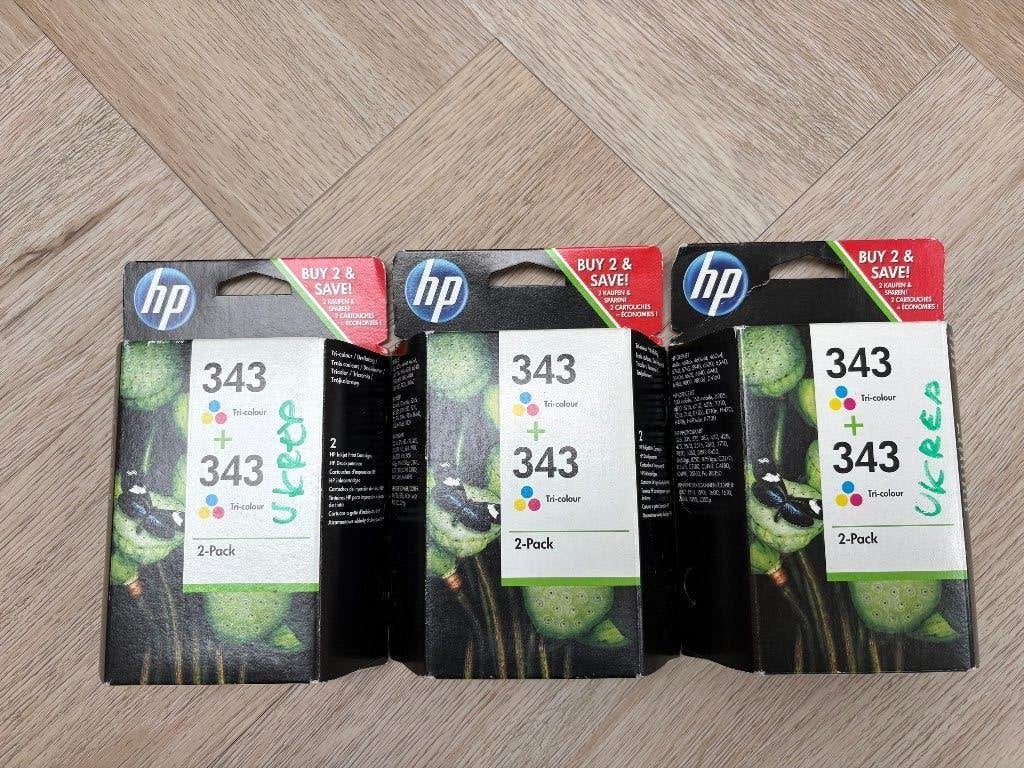 3 stuks dubbele doosjes nieuwe cartridges HP 343 Tri-color, Computers en Software, Ophalen of Verzenden, Nieuw, Cartridge, HP ORIGINAL