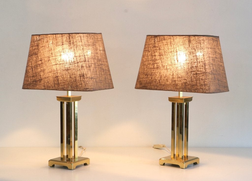 Set Vintage Hollywood Regency Messing tafel lampen, Enlèvement