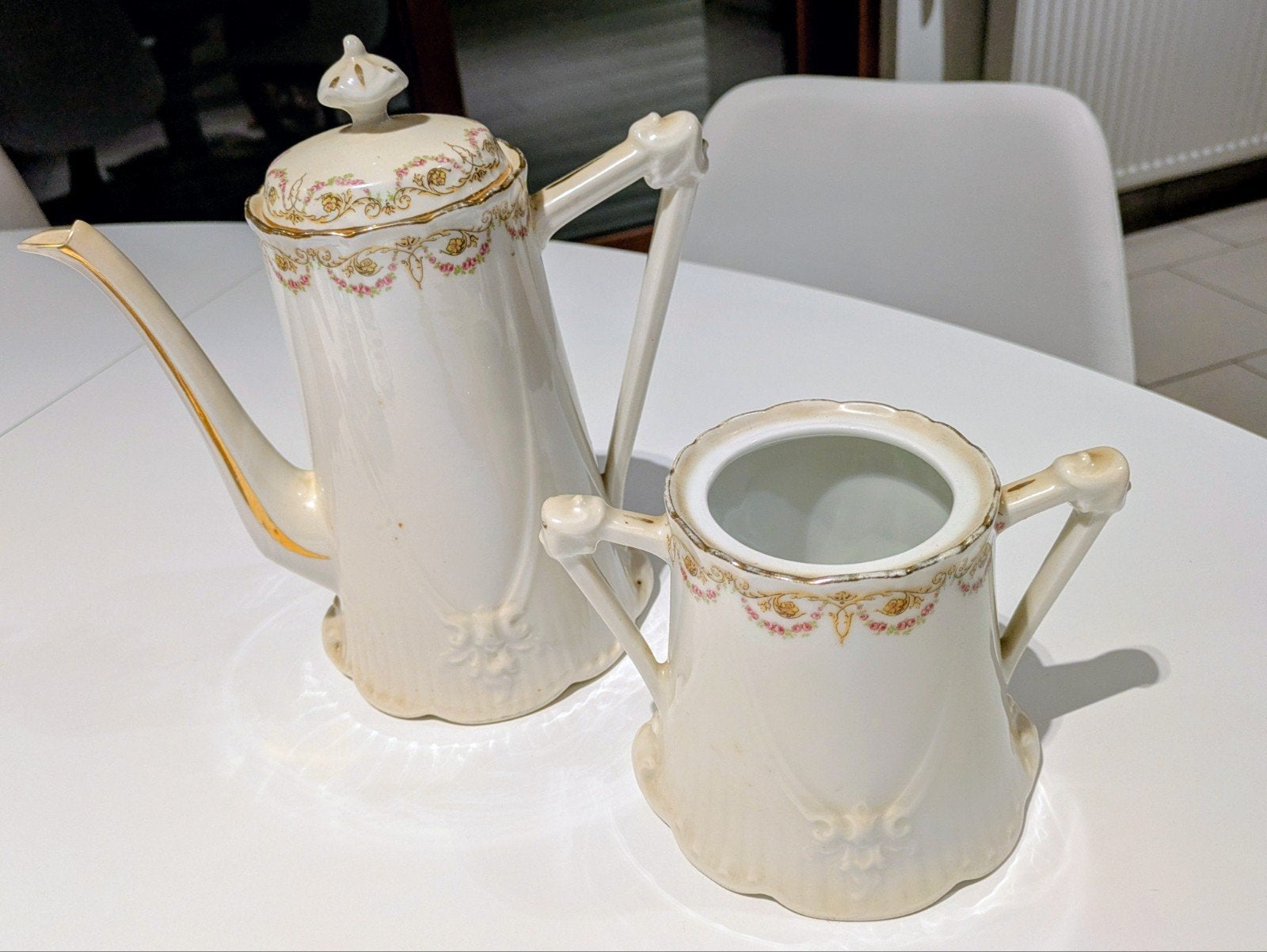 J.B. vintage koffieset van Frans porselein, Antiek en Kunst, Ophalen of Verzenden