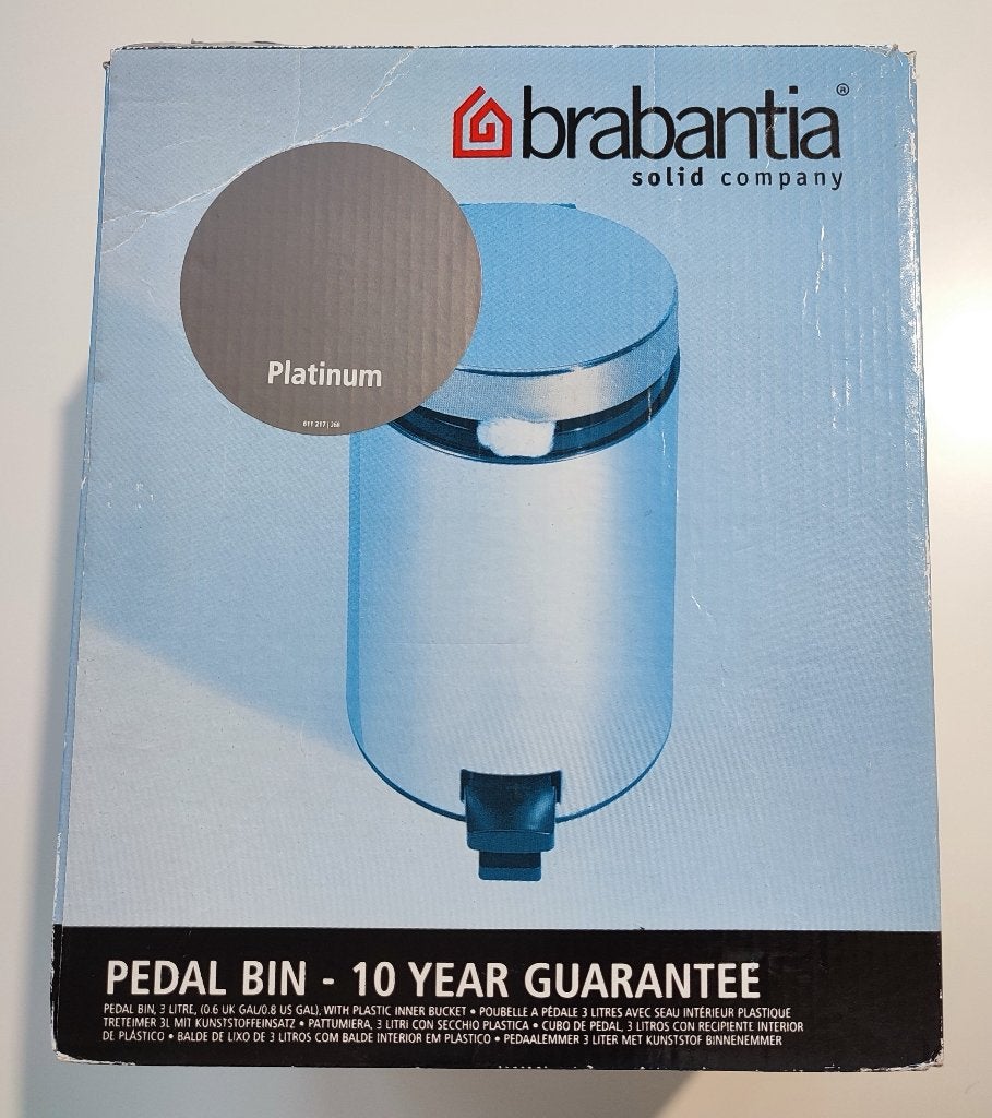 Brabantia Poubelle à pédale 3 litres Platinum NEUVE, Maison & Meubles, Neuf, À pédale, Moins de 10 litres, Synthétique