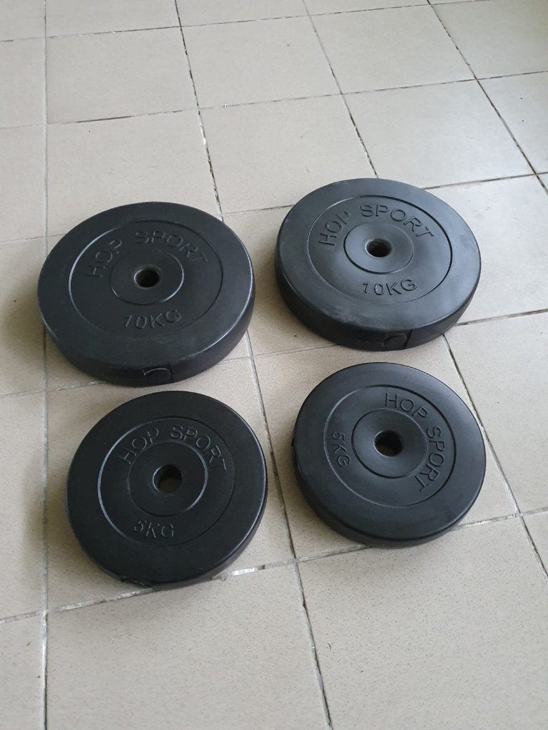 Halterschijven, Sports & Fitness, Équipement de fitness, Enlèvement, Comme neuf, Plaques d'haltères