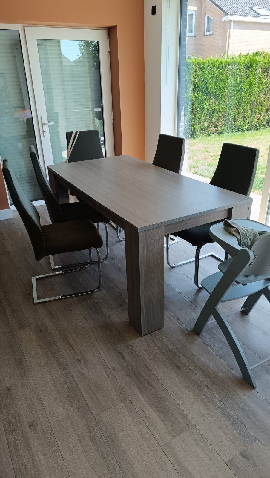 Tafel + stoelen, Huis en Inrichting, Tafels | Eettafels, Ophalen, Gebruikt, Vijf personen of meer, Rechthoekig
