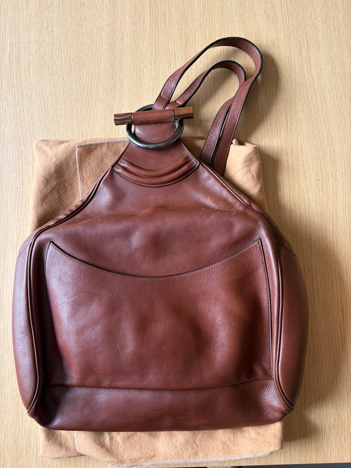 Vintage Delvaux rugzak, Enlèvement ou Envoi, Utilisé, Brun, Sac à main