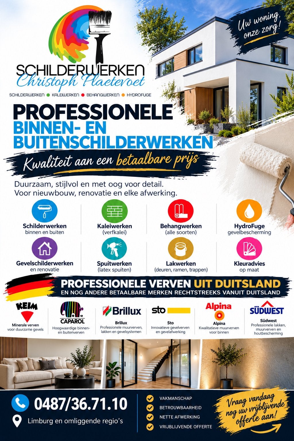 Schilderwerken christoph plaetevoet, Services & Professionnels, Garantie, Papier peint