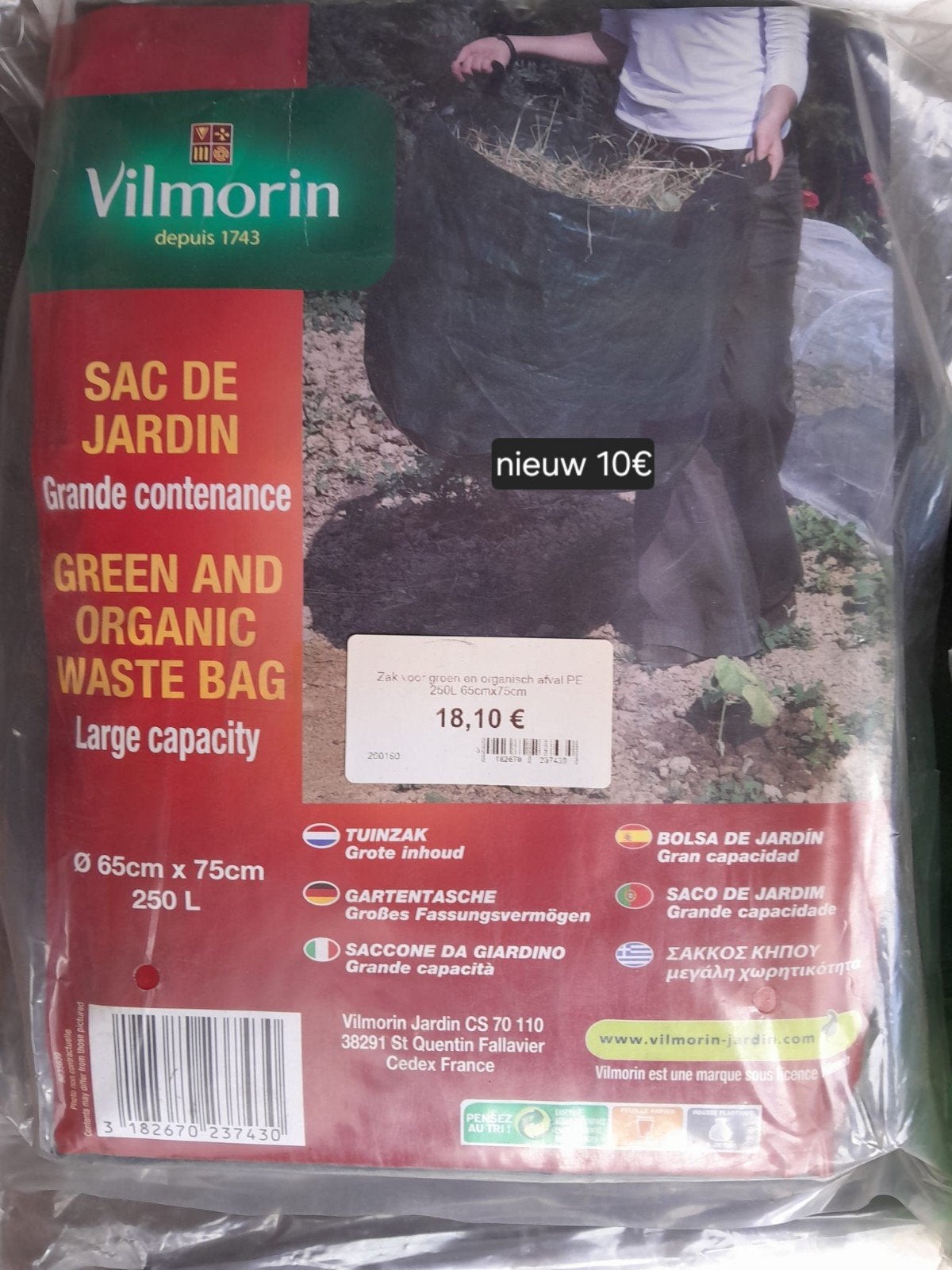 Vilmorin Tuinafvalzak 250liter Nieuw, Tuin en Terras, Ophalen of Verzenden