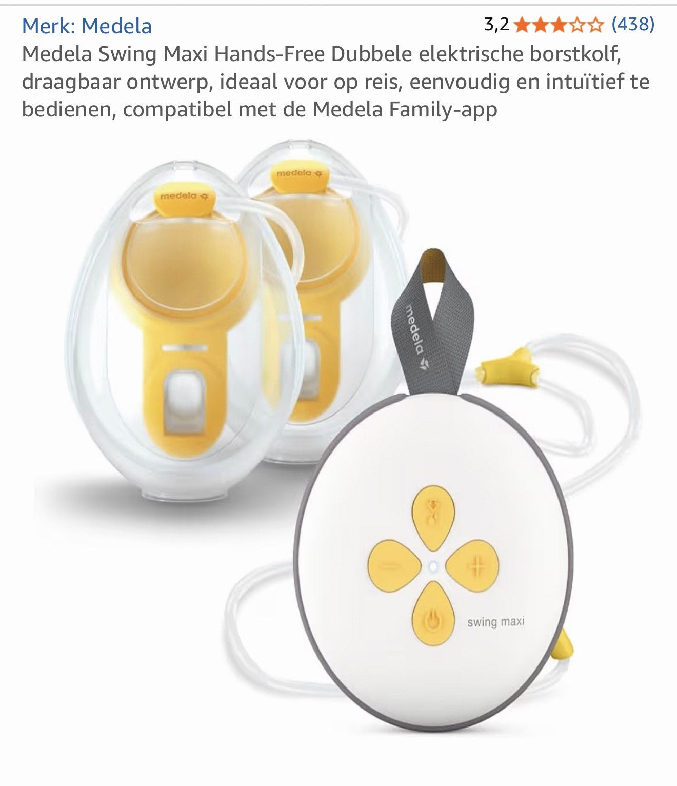 Medela Swing Maxi Hands-Free Dubbele elektrische borstkolf, Ophalen of Verzenden, Zo goed als nieuw, Borstkolf, Medela