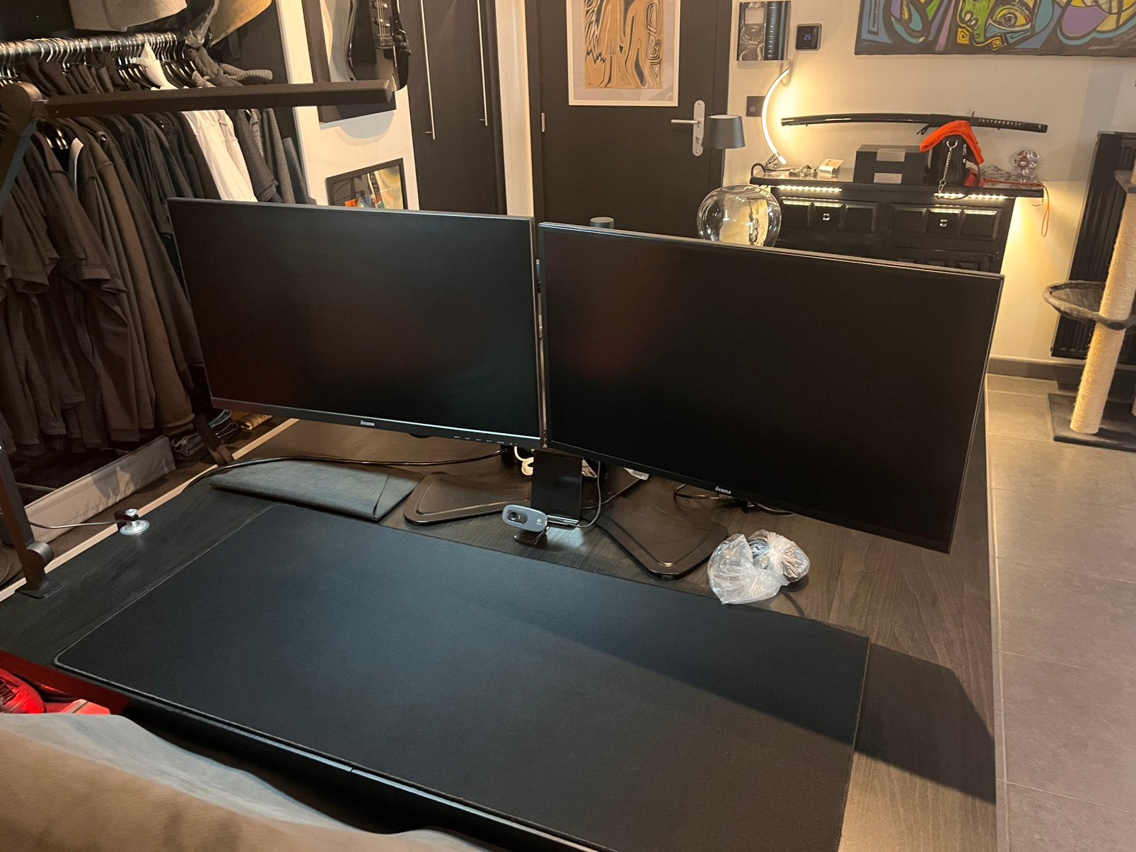Ecran PC double avec bras & socle, Informatique & Logiciels, Enlèvement, Comme neuf, HDMI, Gaming