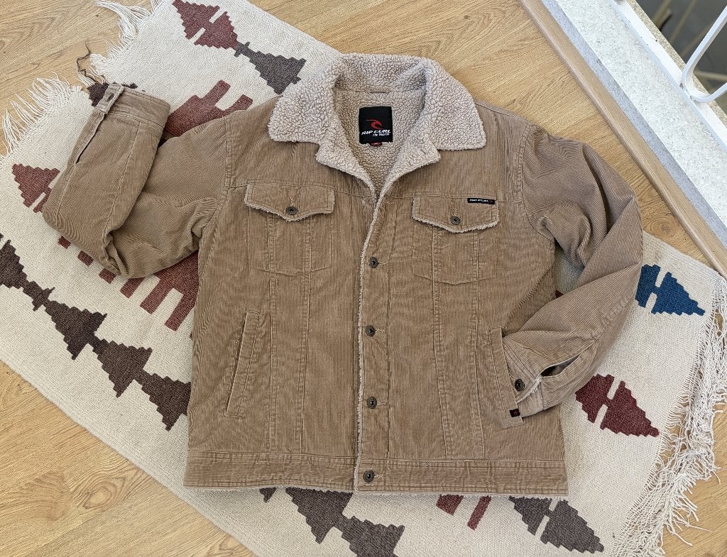 y2k - Rip Curl ribfluwelen teddy jas, beige, mt M, Enlèvement ou Envoi, RIP CURL, Beige, Porté