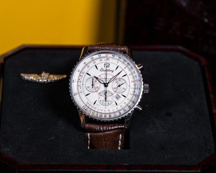 Breitling Navitimer Montillant, Handtassen en Accessoires, Ophalen, Staal, Leer