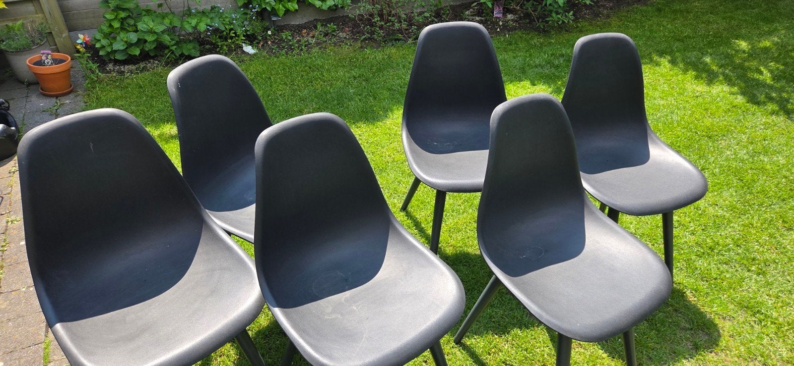 6 Zwarte tuinstoelen in perfecte staat, Enlèvement, Comme neuf, Synthétique