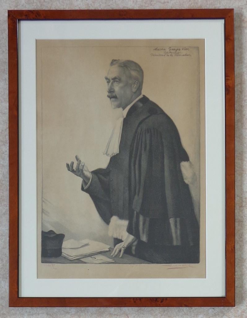 H. LEMAIRE / MAITRE GEORGES VAES / ZW-W LITHO 59x45cm KADER, Antiek en Kunst, Ophalen of Verzenden