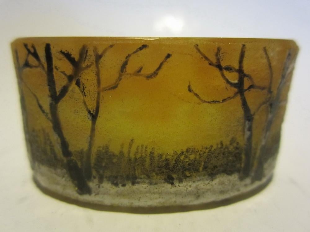 Verre camée miniature Daum Nancy paysage enneigé, Antiquités & Art, Antiquités | Verre & Cristal, Envoi