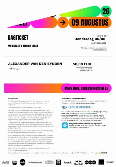 2 tickets Lokerse feesten donderdag 6 augustus The Streets, Tickets en Kaartjes, Twee personen