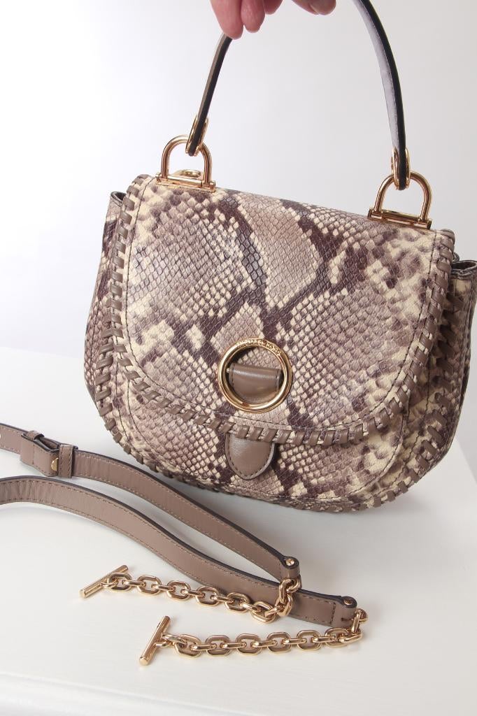 Michael Kors, zadeltas in phyton structuur, Ophalen of Verzenden, Zo goed als nieuw, Beige, Leer