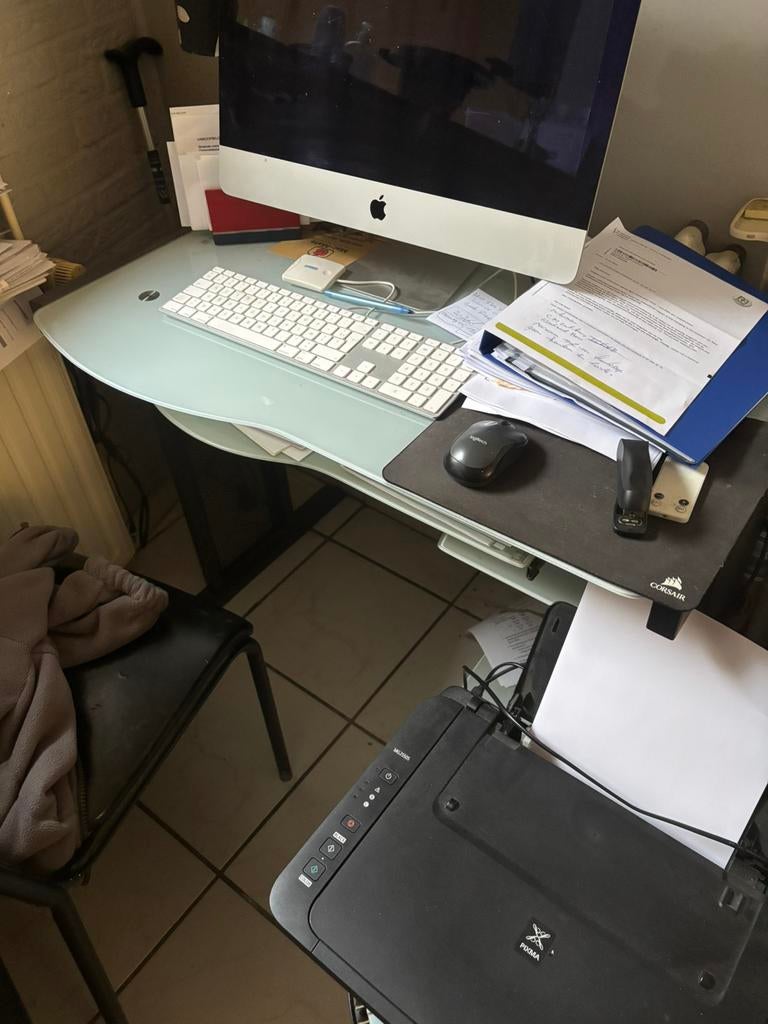 Computtafel, Huis en Inrichting, Kasten | Computermeubels, Ophalen, Zo goed als nieuw, Glas