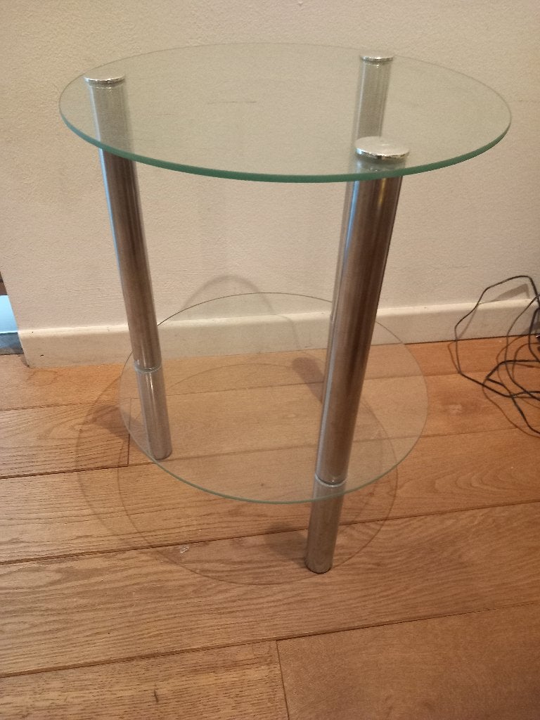 glazen bijzet tafeltje, Rond, Moins de 55 cm, Verre, Enlèvement