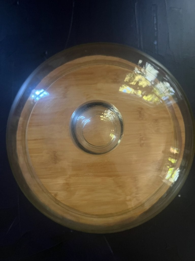 Planche ronde bois et cloche verre, 30 cm, Avec plateau, Enlèvement, Verre