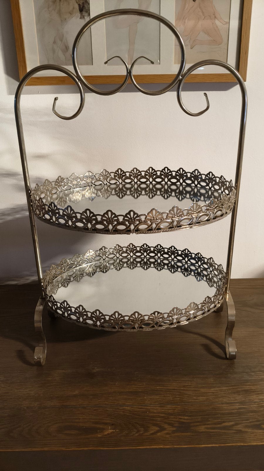 Vintage Hollywood Regency Etagère met Spiegelglas –, Enlèvement ou Envoi, Étagère