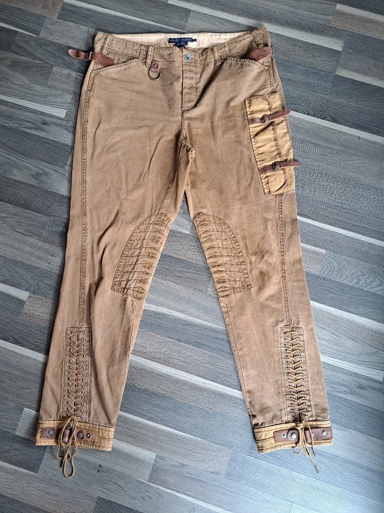 Ralph Lauren broek met veters en leuke details, 40, Maat 38/40 (M), Bruin, Ophalen of Verzenden, Zo goed als nieuw