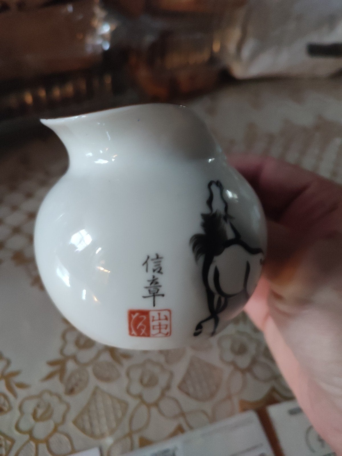 Service à thé vintage porcelaine fine de Chine – Motif cheva, Enlèvement ou Envoi