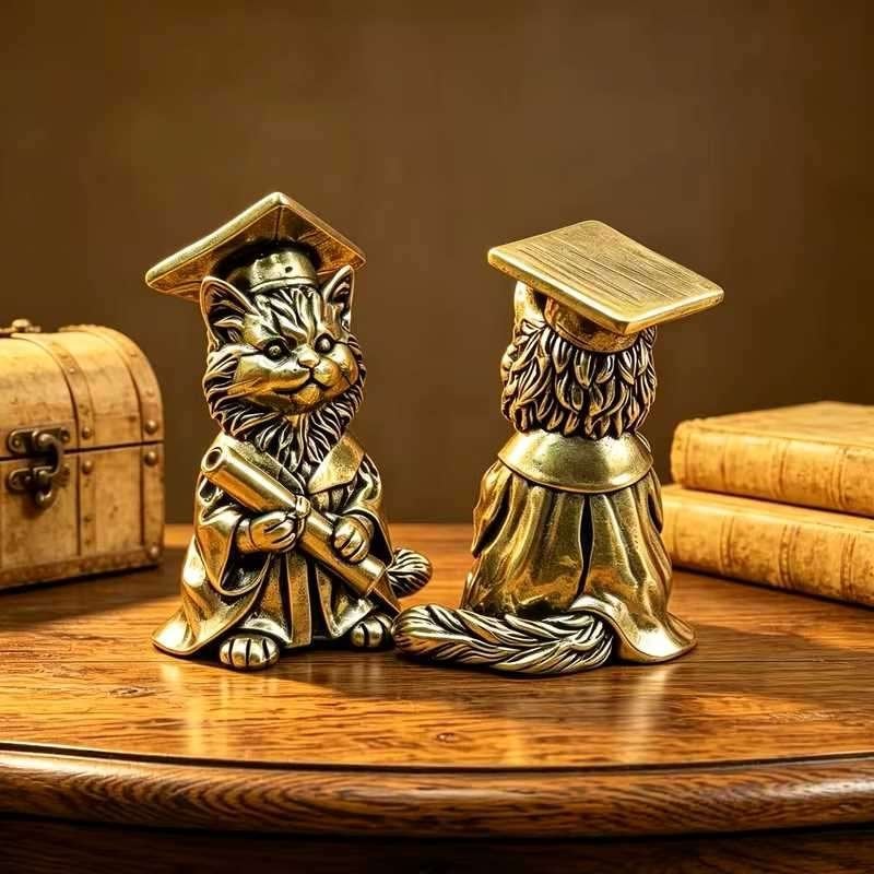 Gecertificeerde koperen kattenfiguur van doctor., Ophalen of Verzenden, Nieuw, Hond of Kat, Beeldje of Figuurtje