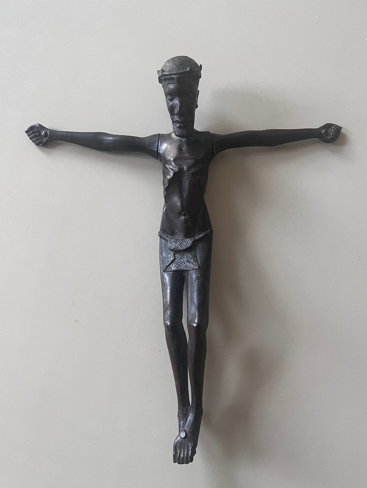 Afrikaans christusbeeld van ebbenhout, Verzamelen, Religie, Ophalen of Verzenden, Zo goed als nieuw