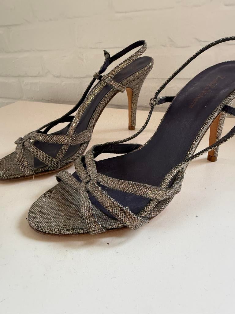 Vintage zilver sandaaltjes met hak, Zadig & Voltaire, mt 40, Kleding | Dames, Schoenen, Verzenden, Zo goed als nieuw