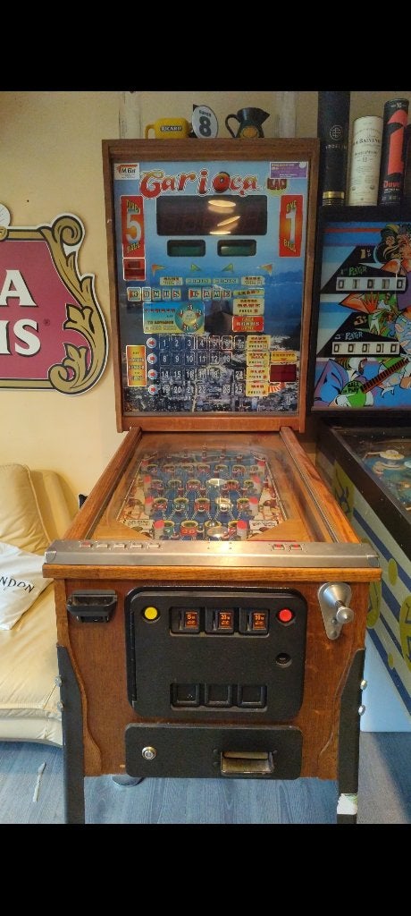 Vintage speelautomaat Carioca, Verzamelen, Overige munten, Ophalen, Gebruikt
