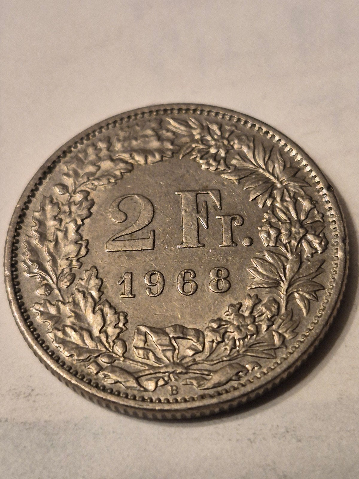2 frank 1968 B van Zwitserland muntslag, Ophalen of Verzenden