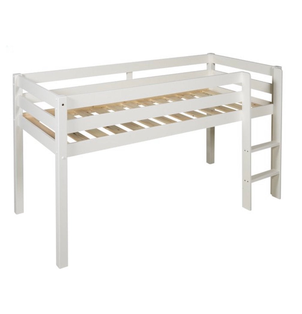 Lit mi hauteur en pin blanc avec commode 4 tiroirs, Enlèvement, Comme neuf